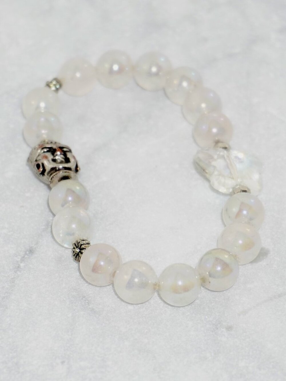 Natural Stone Buddha and Butterfly Bracelet